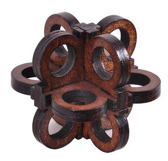 anneaux en bois casse tete