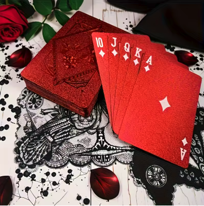 Mazzo di carte da gioco impermeabile – Design rosso effetto rosa