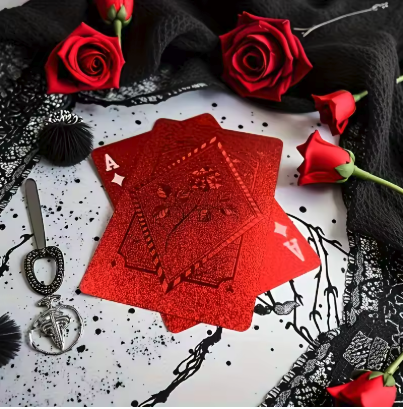 Mazzo di carte da gioco impermeabile – Design rosso effetto rosa