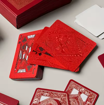 Mazzo di carte da gioco impermeabile – Design rosso effetto rosa