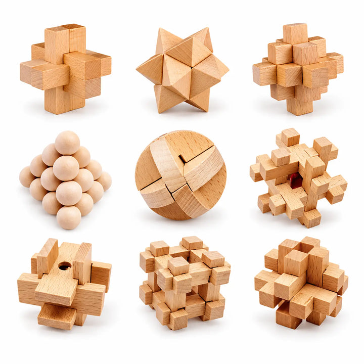 Coffret Knobelspiele 9 Teile aus Holz