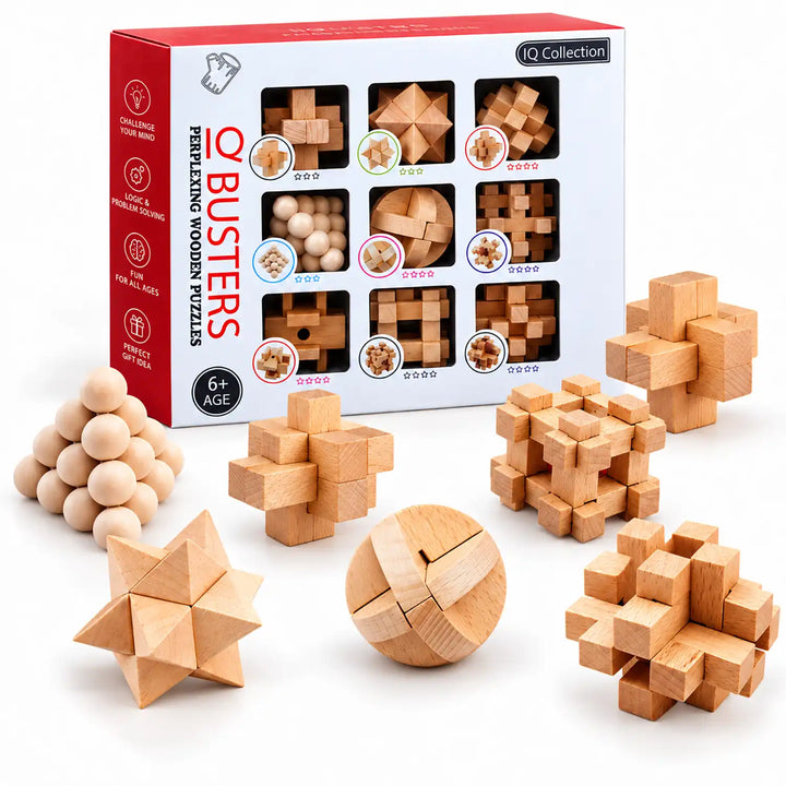 Coffret Knobelspiele 9 Teile aus Holz