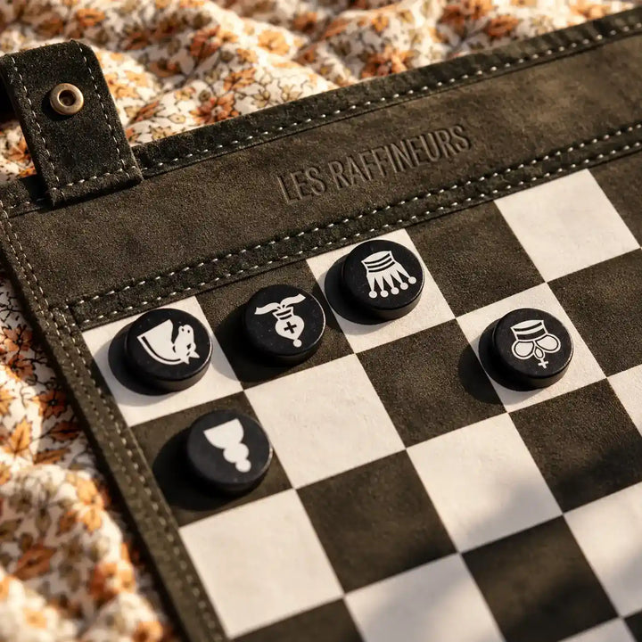 Jeu d’échecs et dames de voyage - tapis en velours premium