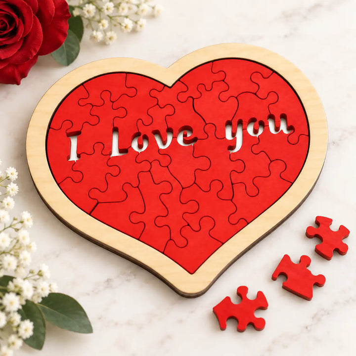 Knobelspiele aus Holz Puzzle Herz Liebe im Tangram-Stil
