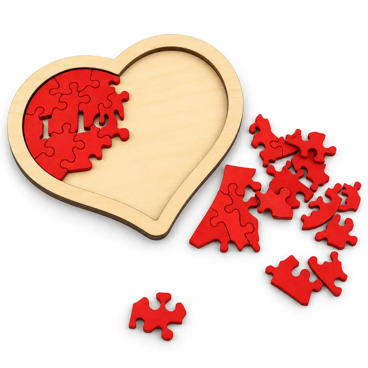 Knobelspiele aus Holz Puzzle Herz Liebe im Tangram-Stil