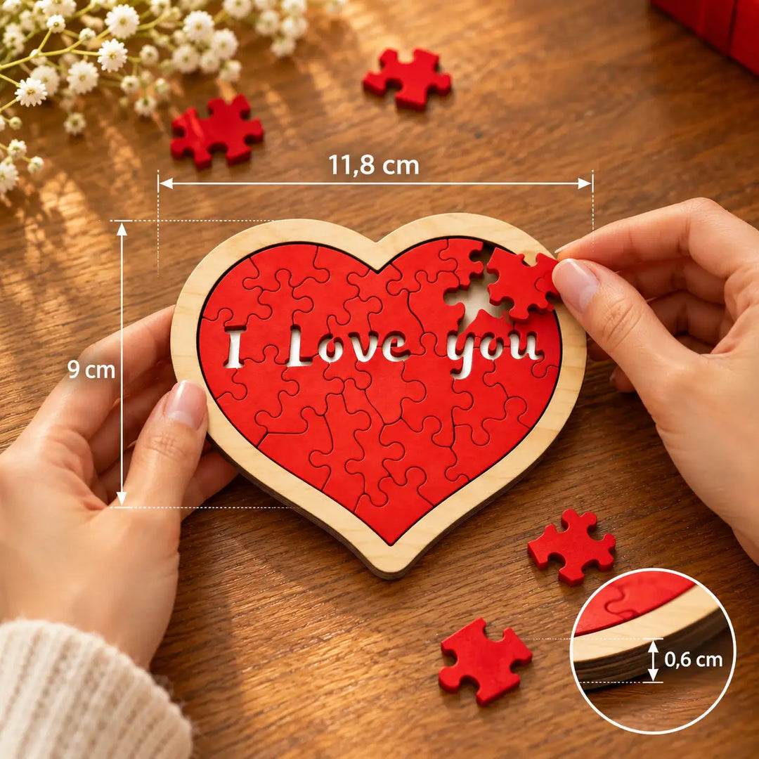 Knobelspiele aus Holz Puzzle Herz Liebe im Tangram-Stil