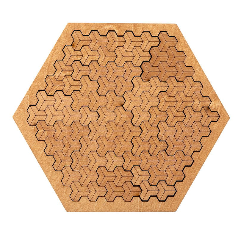 Tangram bois Hexagone – puzzle de remplissage motif alvéolé