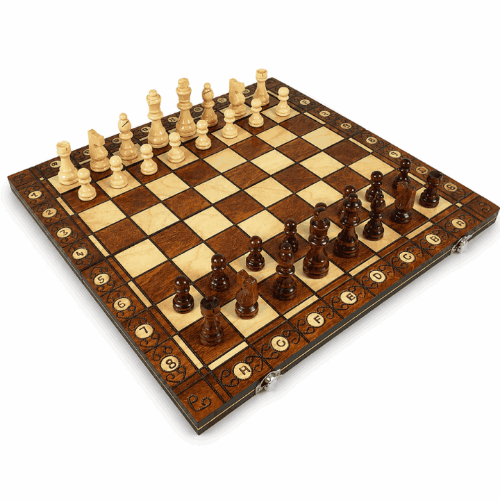 Juego de ajedrez de madera magnético 3 en 1 – Ajedrez, Damas y Backgammon