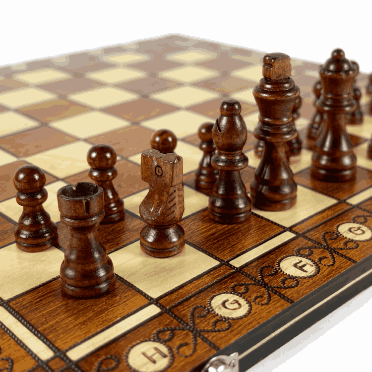 Juego de ajedrez de madera magnético 3 en 1 – Ajedrez, Damas y Backgammon