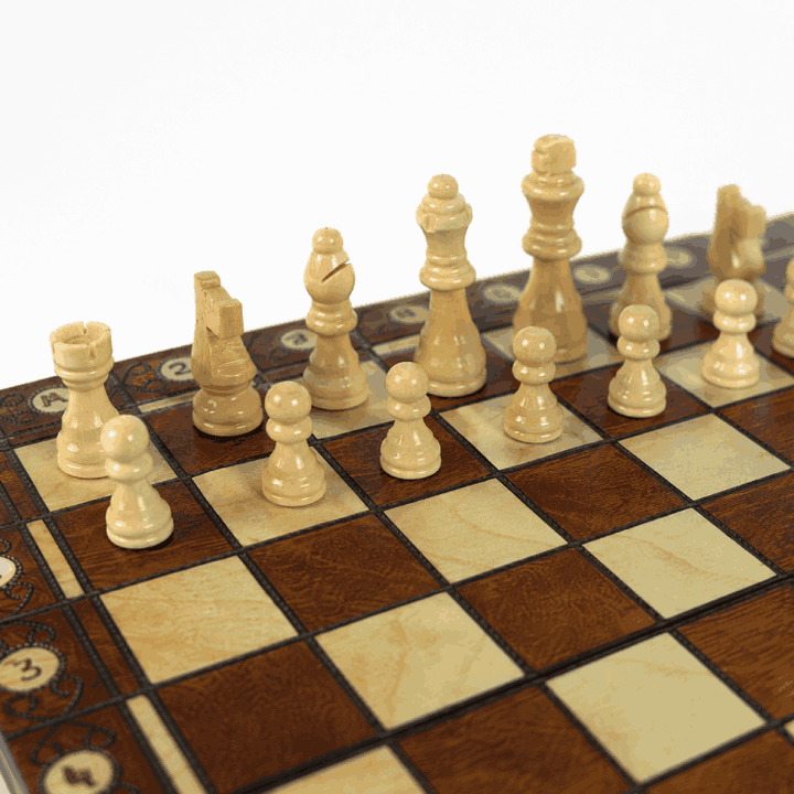 Juego de ajedrez de madera magnético 3 en 1 – Ajedrez, Damas y Backgammon