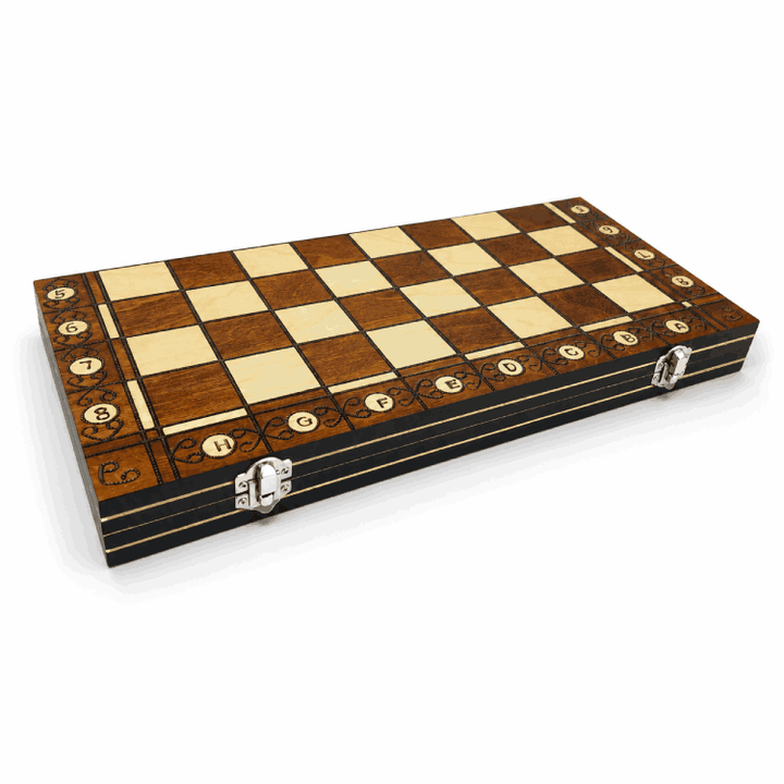 Juego de ajedrez de madera magnético 3 en 1 – Ajedrez, Damas y Backgammon