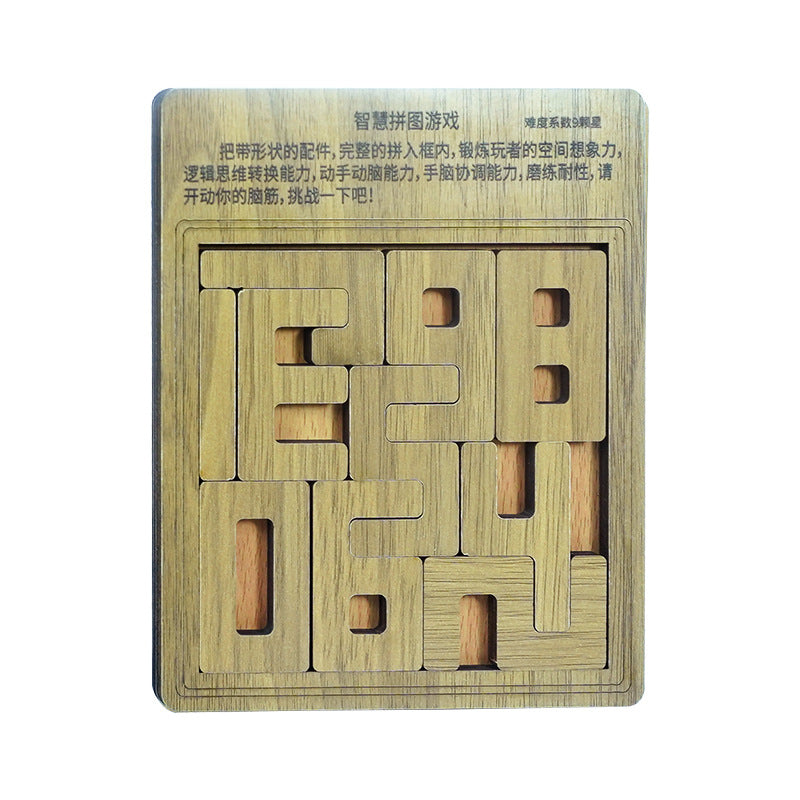 Tangram chiffres en bois – puzzle de logique rempli dans son cadre