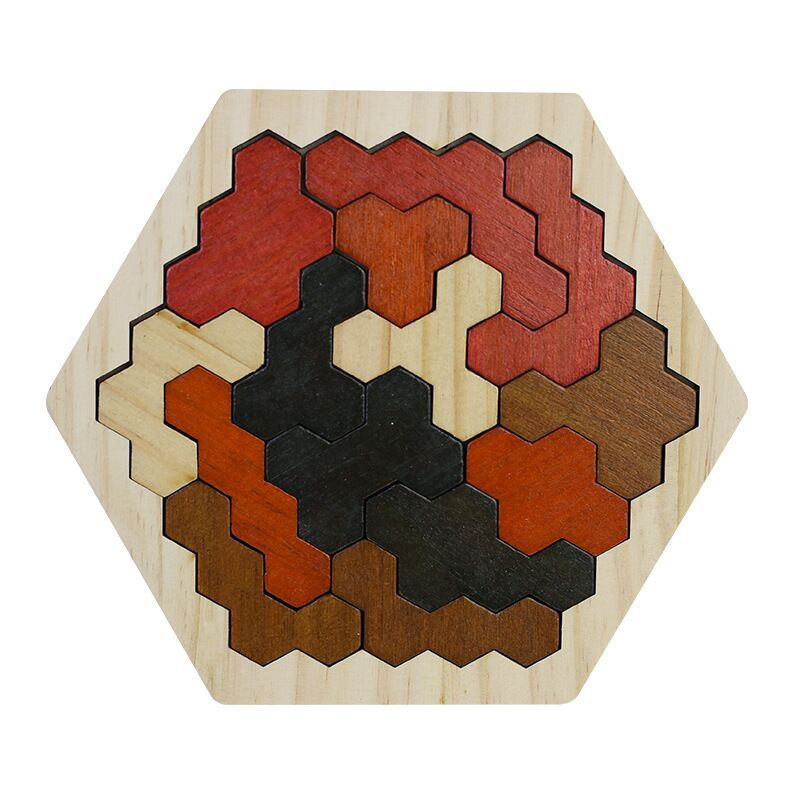 Tangram Casse Tête en bois Nid 'abeille vue du dessus