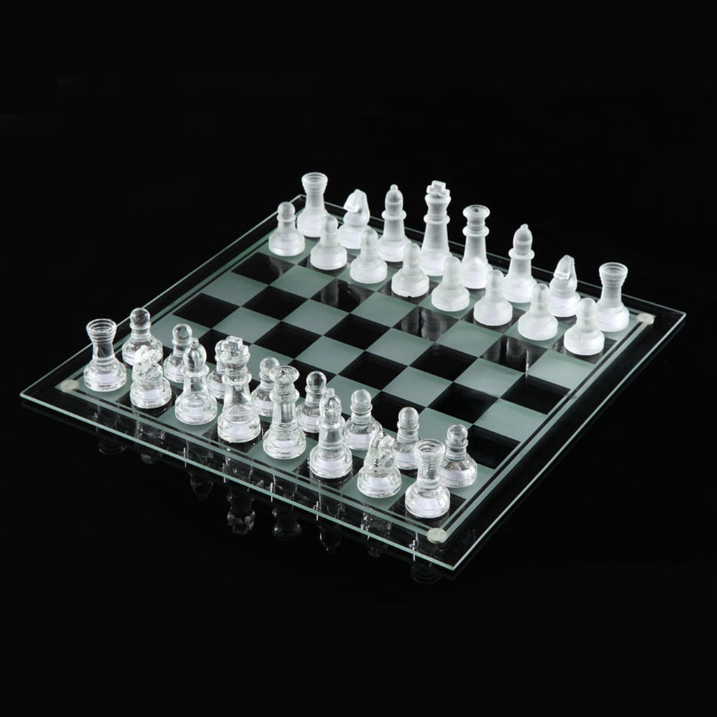 Jeu D'Échecs En Verre 25 Cm – Plateau Et Pièces – Cadeau Toutes Générations – Design Royal Anti-Bruit