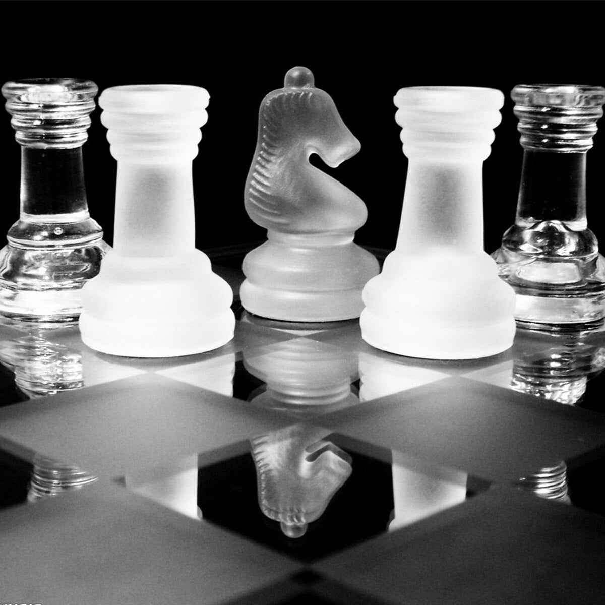 Échiquier en Verres avec pièces d'échecs - Glas - jeu d'échecs - jeu d