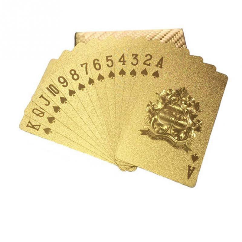 joyoldelf Jeux de Cartes, Jeu Carte en PVC Étanche Feuille d'or avec La  Boîte-Cadeau, Jeu de Carte 54 Parfait pour La Fête et Le Jeu : :  Jeux et Jouets