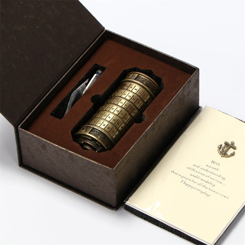 cryptex en métal bronze avec code à lettres